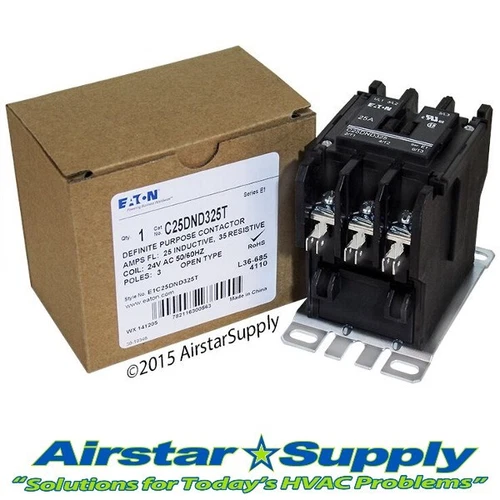 C25DND325T Eaton / Cutler Hammer Contactor - 25 Amp ? 3 Pole ? 24V Coil