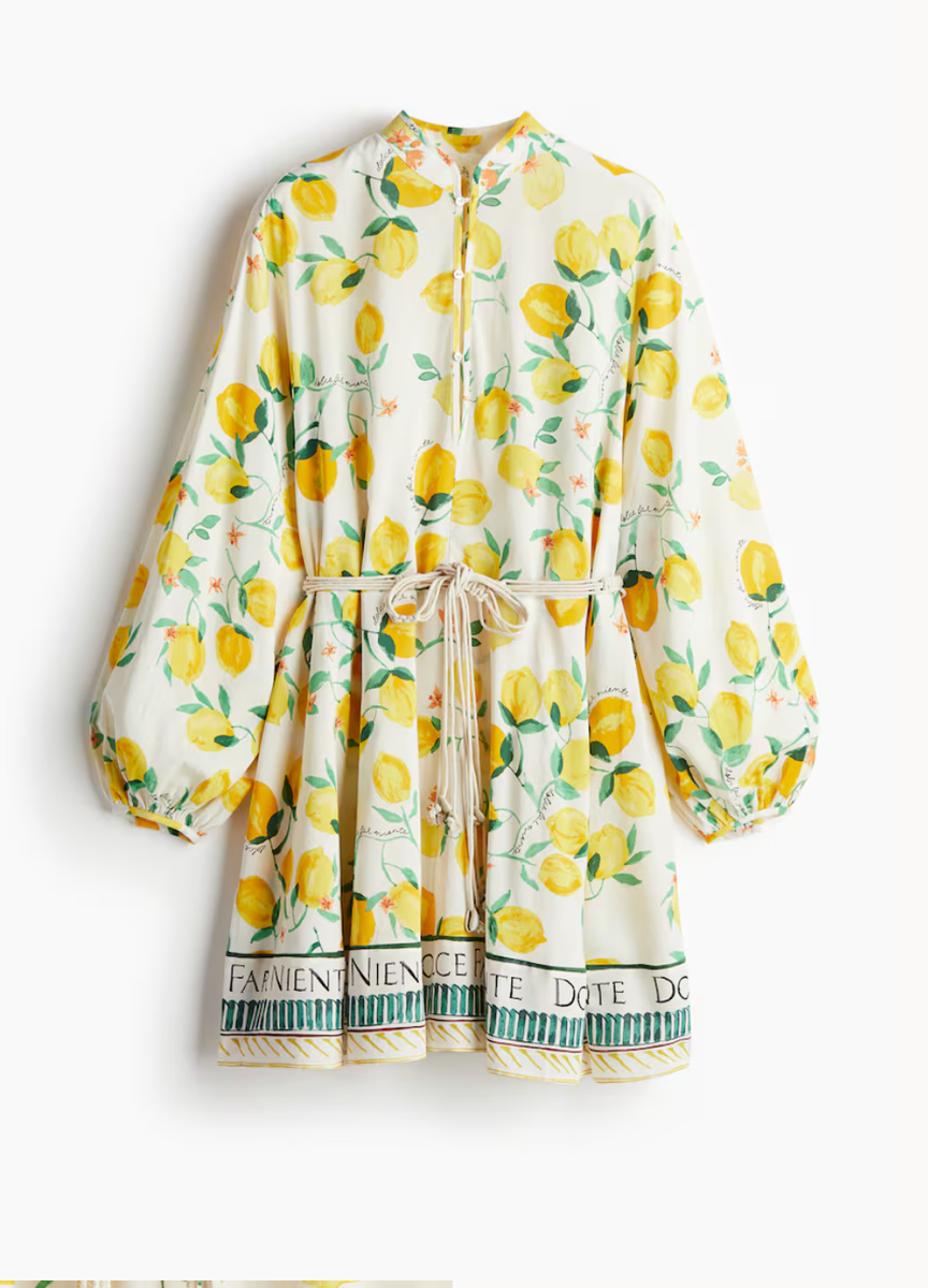 BNWT H&M Lemon print macrame-belt dress XS S M L XL XXL