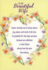 Religious EASTER Card FOR BEAUTIFUL WIFE, Floral Heart by DaySpring + Envelope