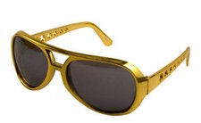 Rock Roll Sunglasses Glasses Shades Gold King Rock 50s 60s Fancy Dress  Costume
