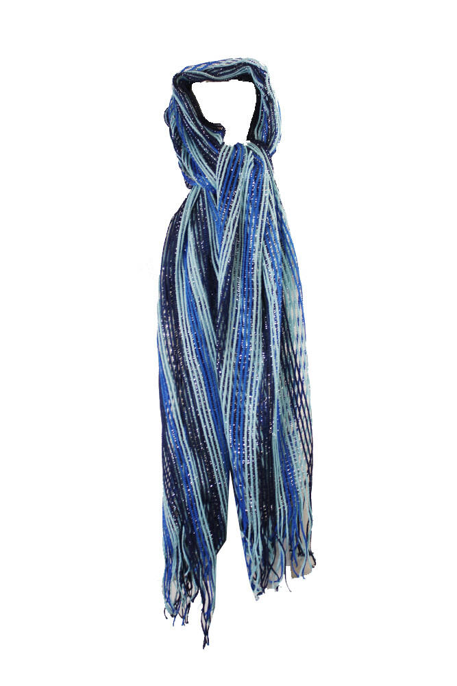 Коллекция Xiix Blue Multi Stripe Lurex Net Fringe Wrap OS