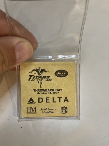 NY Jets Solid Bronze Medallions from October 14, 2007 Throwback Day by DELTA - Picture 6 of 9