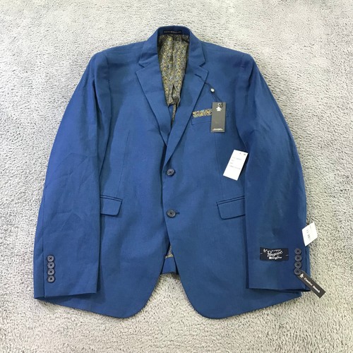 New Penguin Blazer Mens 46 R Sports Coat Blue Skinny Jacket Linen Casual Adult