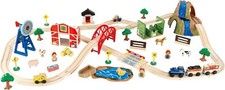 Detailed 75-Piece Children  s Wooden Train Set - Farm-Themed Play Adventure