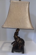 Vintage Elephant Table Lamp Resin W/original Shade Maitland-Smith Style