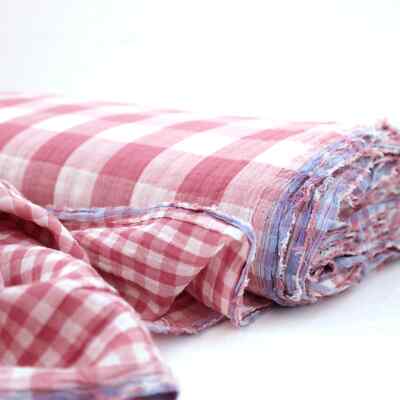 Checkmate Double Sided Cotton Double Gauze Gingham Oeko Tex PJs Muslin Fabric