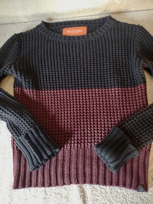 Kuyichi Pure Good Color Block  Warm Chunky  Sweater Women's SZ Small 100% Cotton