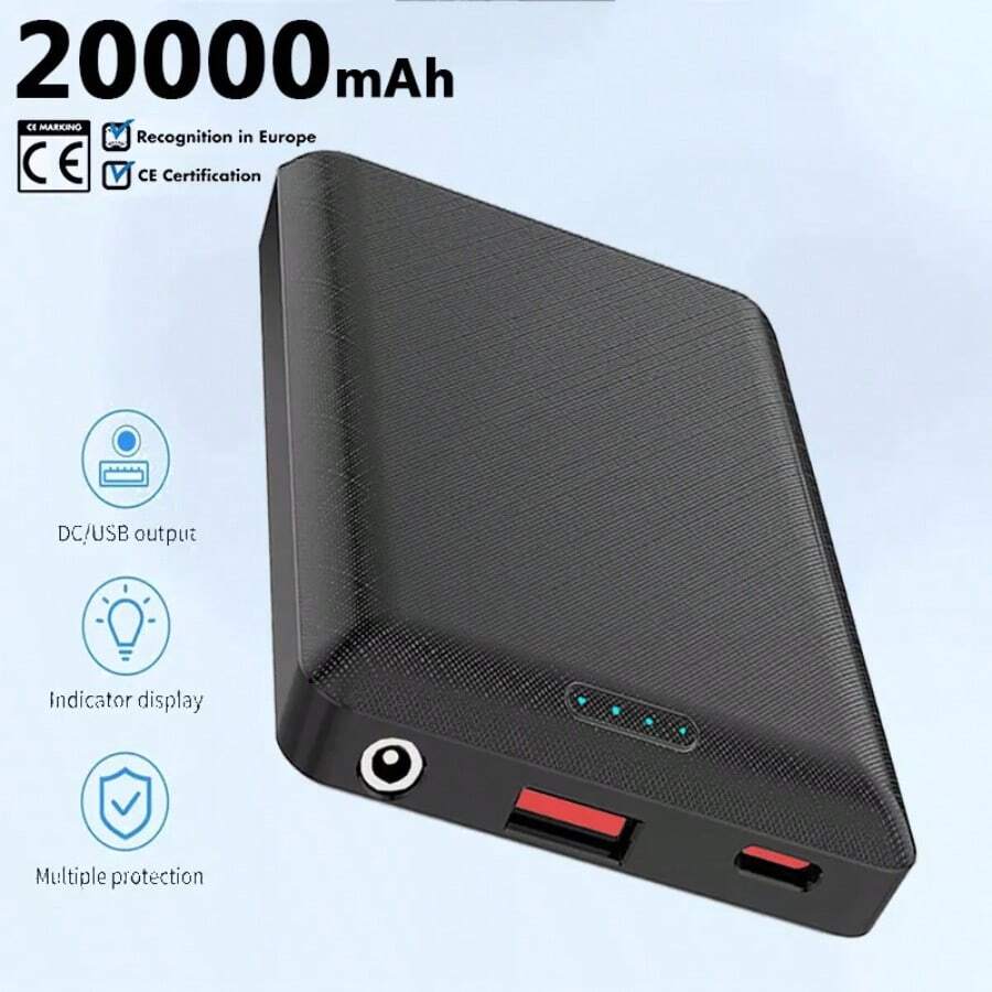 20,000mAh Portable Power Bank for Heated Jacket & Gloves - 5V 3A Fast Charging