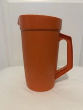 Tupperware Pitcher 2 quart 800-8 Push Button Lid  Harvest Orange Vintage 