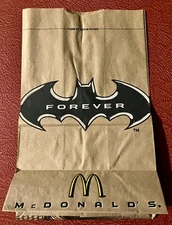 1995 MCDONALDS BATMAN FOREVER PAPER BAG - NEW & UNUSED - STILL FLAT