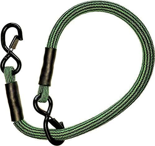 SuperBungee Green/Black 2-FT Cord with 2 Steel Spring-Clip Rubber-Coated Hooks 3440G