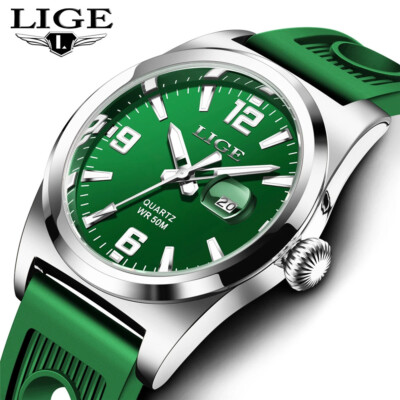 LIGE Brand Men Watch Luminous Pointer Date Quartz Wristwatch