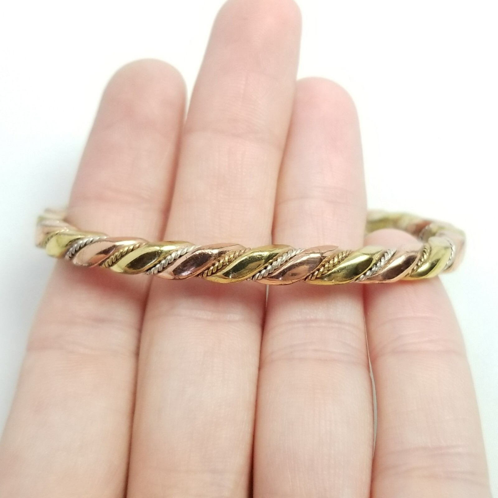 Vintage Solid Mixed Metal Cuff Bangle Bracelet, S… - image 7