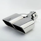 Exhaust Pipe Muffler Dual Tip 6cm inlet Stainless Steel Square 24cm Long A2003