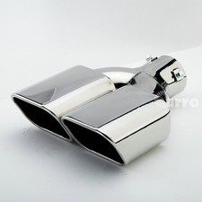 Exhaust Pipe Muffler Dual Tip 6cm Inlet Stainless Steel Square 24cm Long A2003