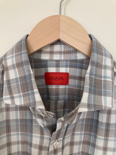 vguc ISAIA Napoli Button Down Shirt Grey/Neutrals 16.5/42
