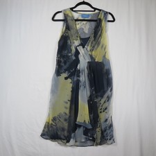 Simply Vera Vera Wang Dress Sleeveless Yellow Blue Abstract Print Small