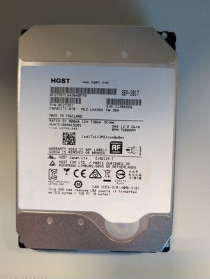 8TB SAS Hard Drive HGST HUH721008AL5201 HDD Server Enterprise Disk 12Gb/s 7.2K