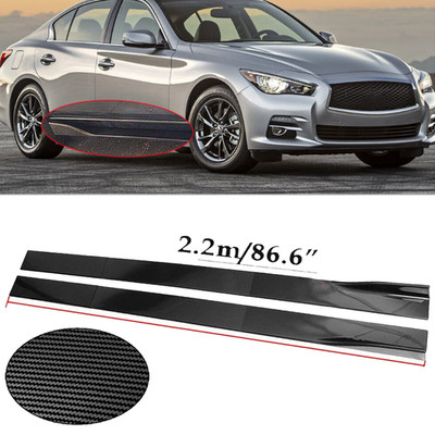 For Infiniti Q50 22 Carbon Fiber 86.6inch Side Skirt Extensions Rocker Panel
