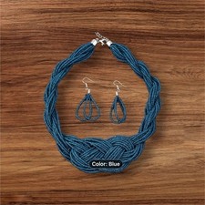 Boho Beaded Style Necklace And Drop Hook Earrings set simple jewelry set