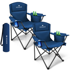 Voyager Camping Chair Lightweight Portable Folding Chair with Cooler Bag 2 Pack