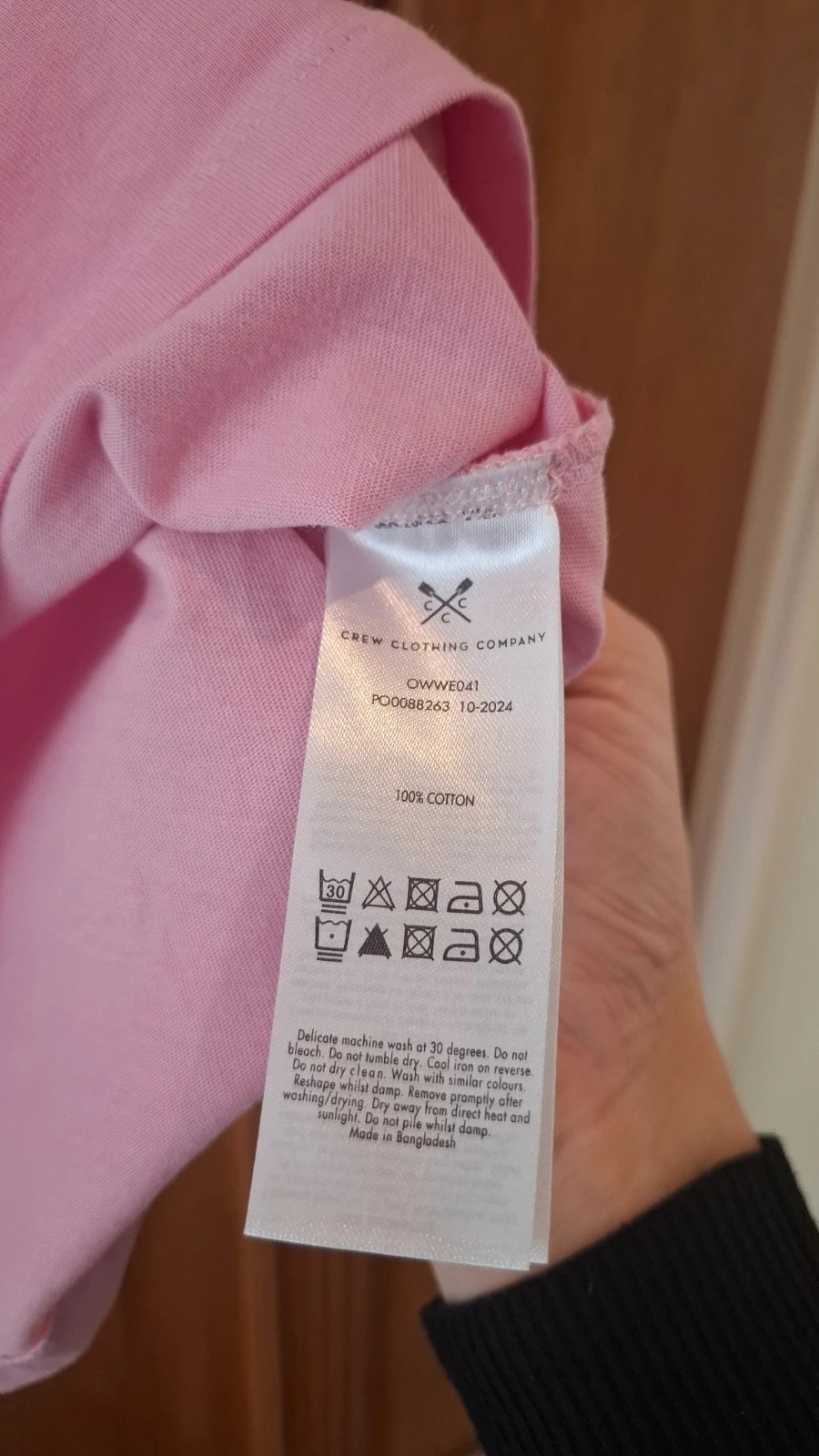 Crew Clothing Co White Blush Pink Ombre Dip Dye Logo T-Shirt Casual Size 8 image 6