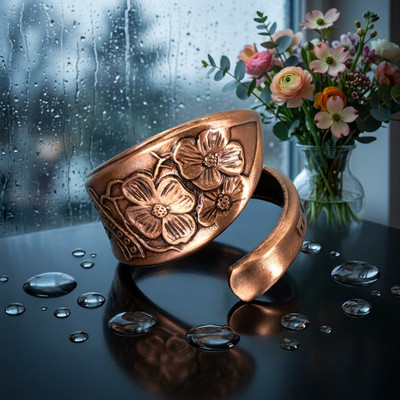Tennessee Dogwood Flower Copper Spoon Ring