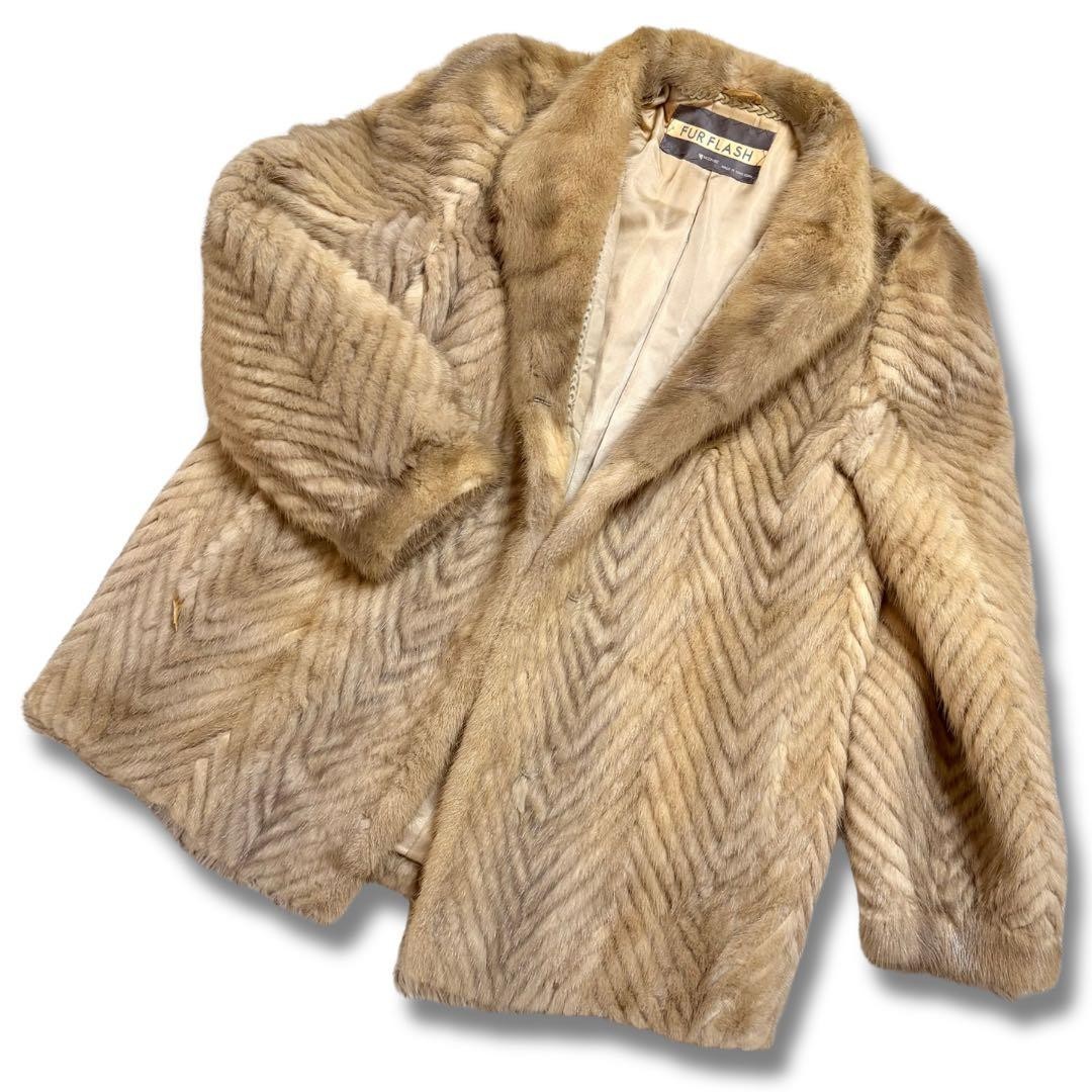 MOONBAT Pastel Mink Coat Jacket Size L Beige For Women From Japan Luxury