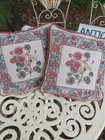 Pair of Vintage Jonelle Tapestry Cushions Flowers 12" x 12"