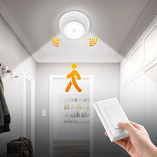Battery Ceiling Light with Wall Switch, Motion Sensor Light Indoor, Wireless Wal