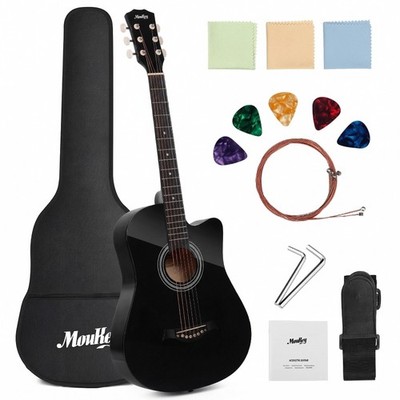 38'' Acoustic Guitar Dreadnought Beginner Set With Strap Bag Pick Moukey EAG-100