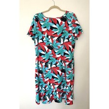 Talbots Floral Hawaiian Sheath Dress Short Sleeve Crewneck Multicolor Stretch XL