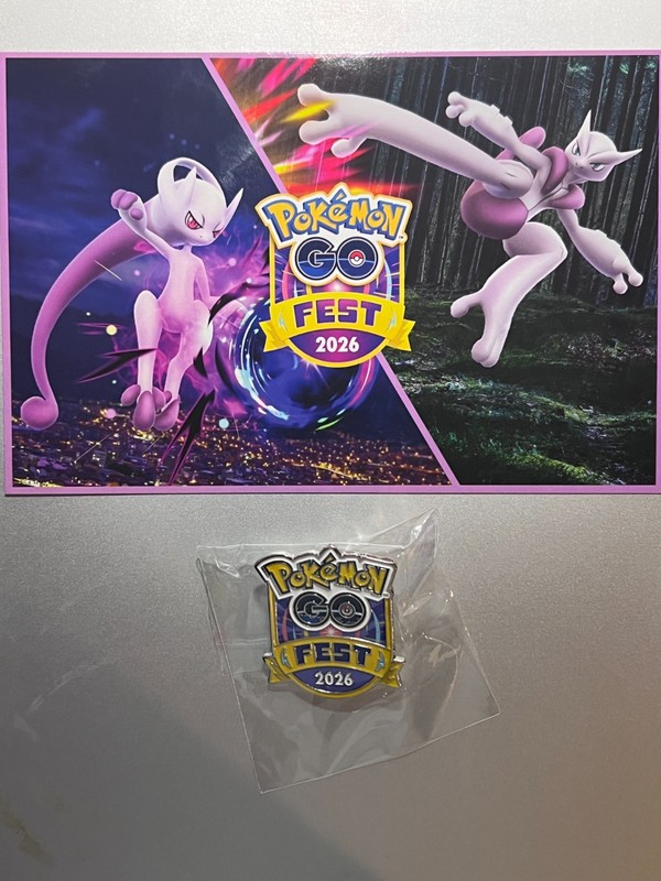 NEW Pokemon GO Fest 2026 SF Pin & Mewtwo Postcard Limited Edition FREE SHIP