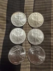 2 2008, 2 2020, 1 1990, 1 2009 American Silver Eagles 1 OZ, .999 FINE