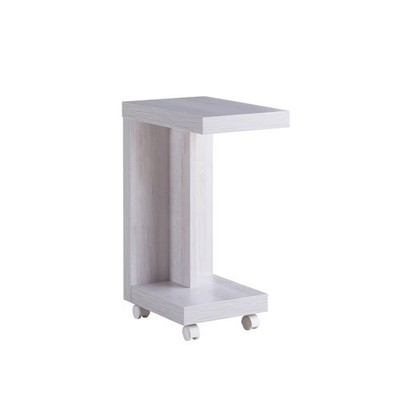 miBasics End Table Compact Modern White Oak Storage Shelf Mobile Accent