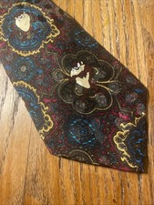 Vintage 90s EUC Looney Tunes Mania Paisley Theme Tie Necktie Taz Hand Made Silk