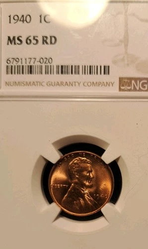 1940 Lincoln Cent NGC MS 65 RED