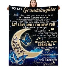 Granddaughter Flannel Blanket Gift Grandma Valentines Birthday 60x50 Inch