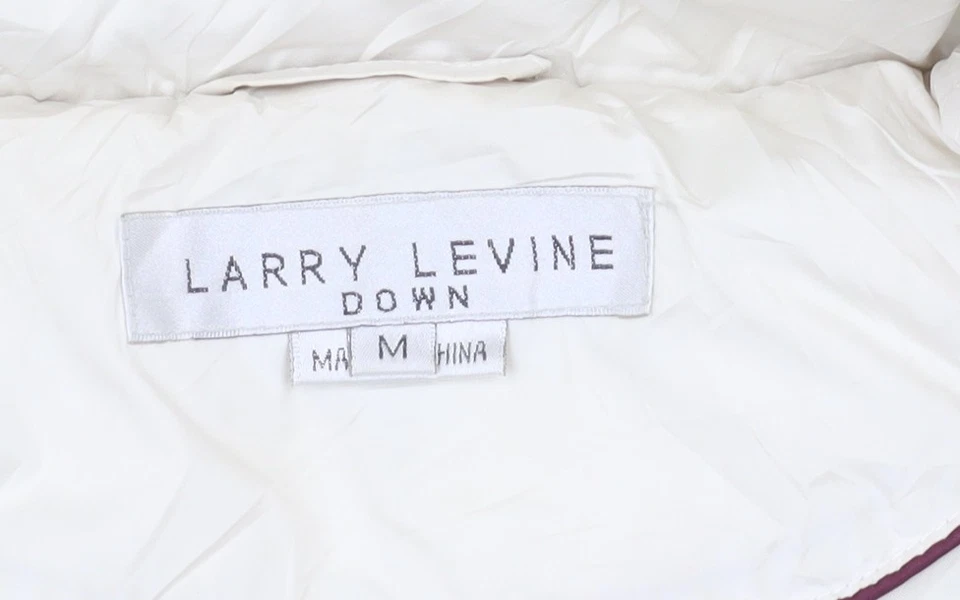 Abrigo acolchado para mujer Larry Levine marfil M ribete de piel con capucha Foto 3 de 4