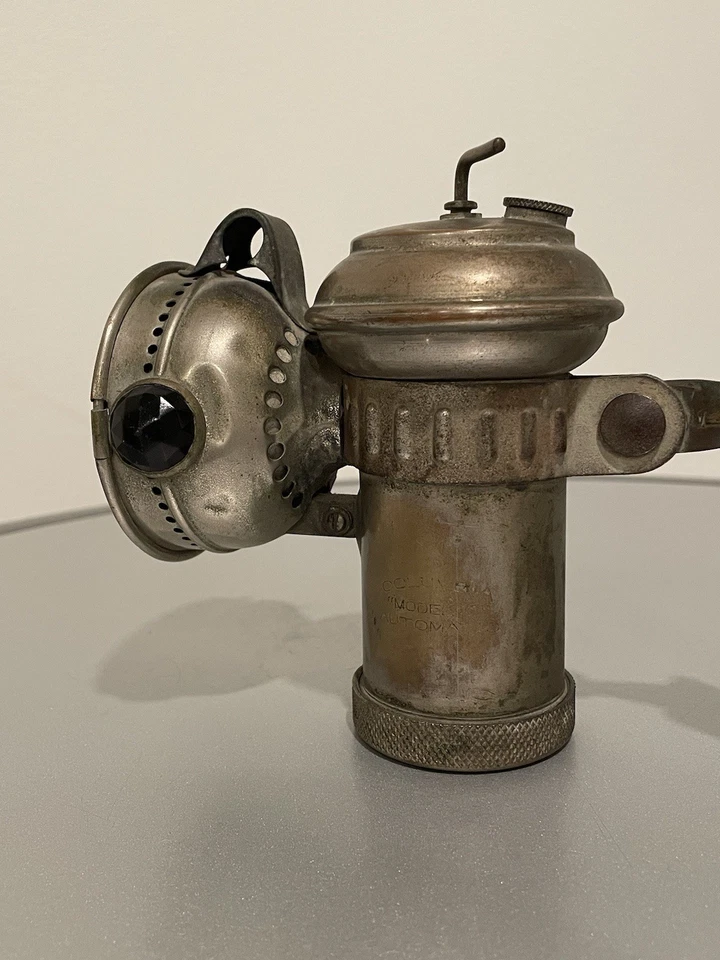 Antique Columbia C Hine-Watt Bicycle Carbide Lamp Motorcycle Light Jeweled - Image 2 of 4