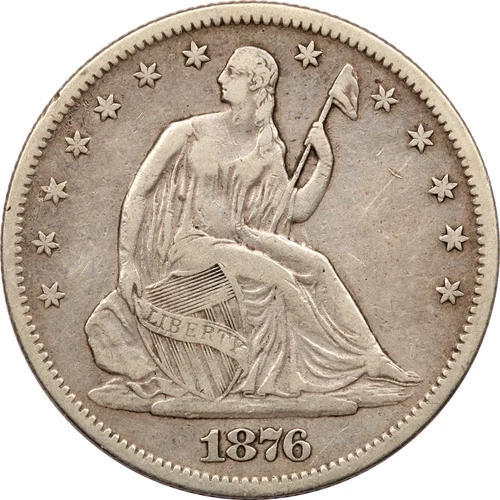 1876-S Seated Liberty Half Dollar 50C, Very Fine VF+