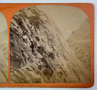 Le Mauvais #79 Pas Vallée de Chamonix Stereoview People Climbing Scene