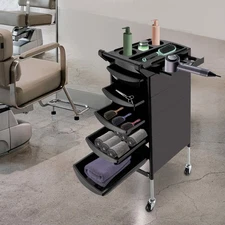 Beauty Salon Trolley Equipment Rolling Cart Tray Hair Styling Storage Station