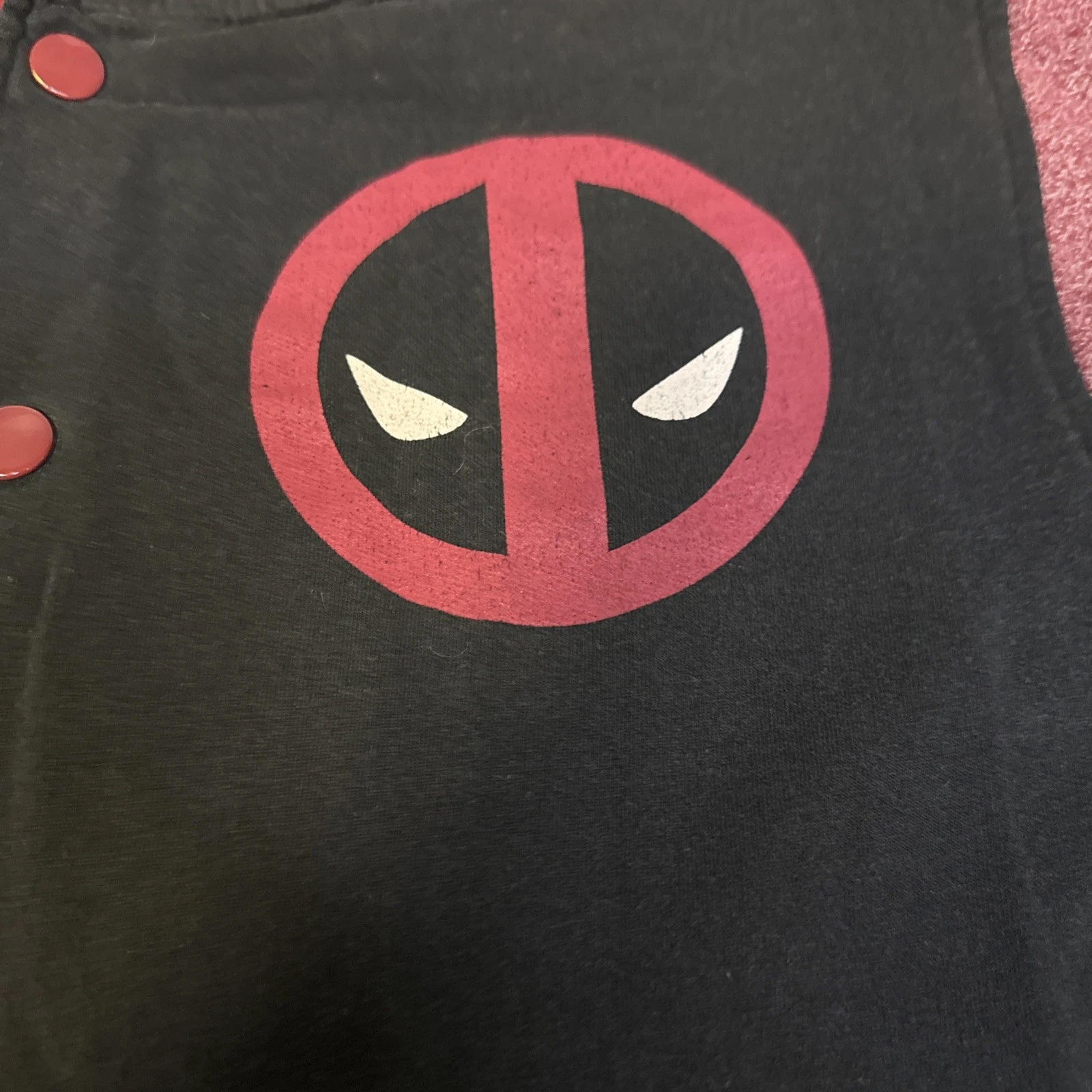 Deadpool Marvel Black And Red Button Up Jacket - Men’s Size M