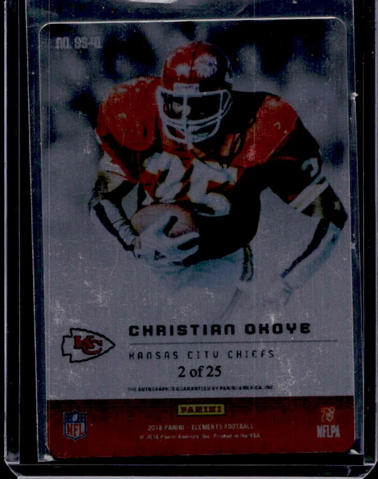 2018 Panini Elements Christian Okoye Steel Signatures Auto #2/25 Chiefs - Image 2 of 2