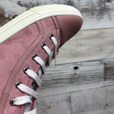 Gucci Pink GG Logo Canvas Sneakers Size 39 US 6 High Top 426186
