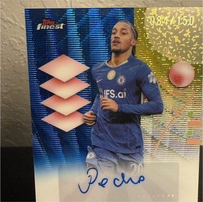 Topps Finest UEFA Champions League João Pedro Blue Wave Auto /150 Chelsea FC