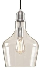 Clear Glass Pendant Ceiling Light Brushed Silver Finish Hardwired 9" Dia