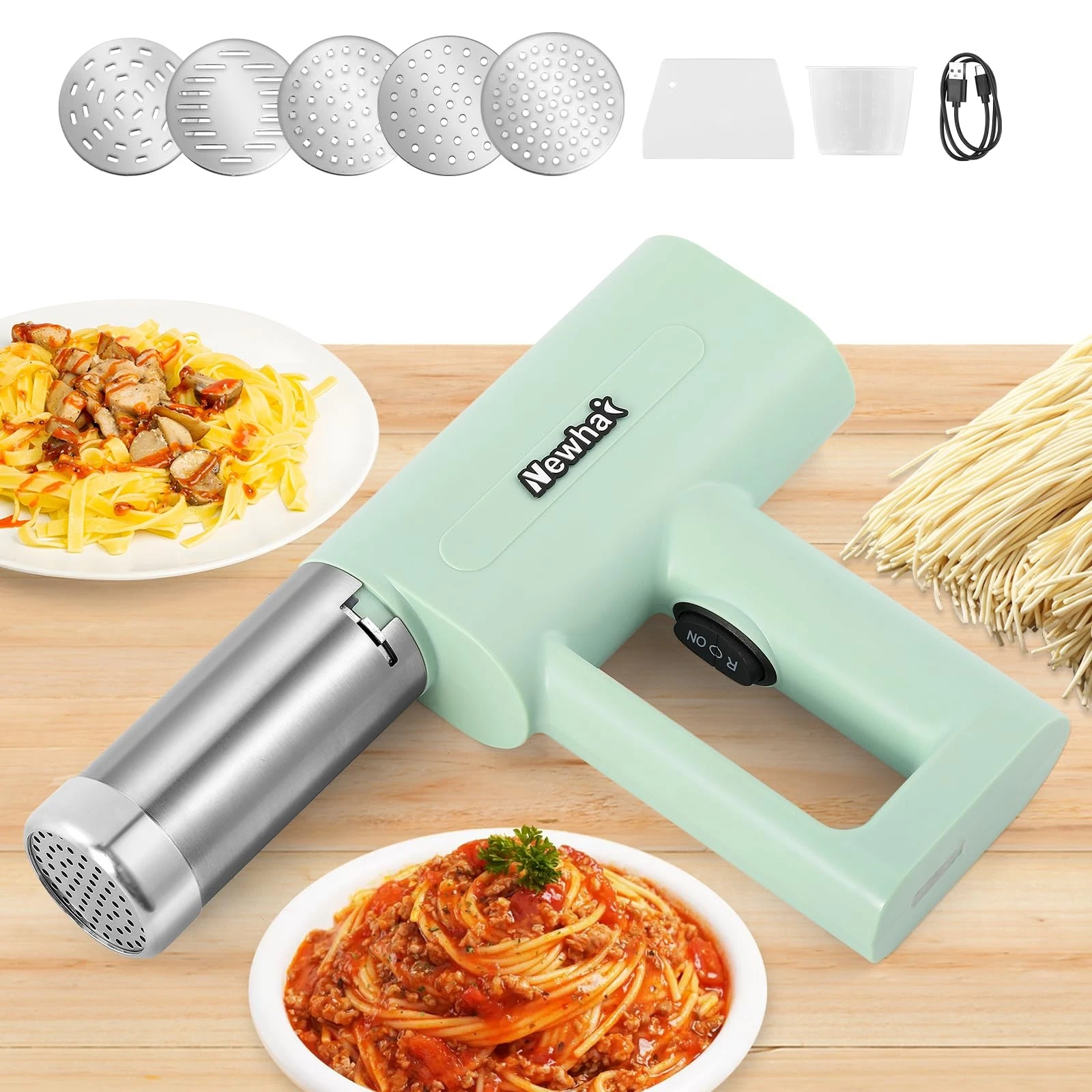 Handheld Portable Pasta Maker 5-in-1 Cordless Pasta Machine with Shaping Disc...
Opens in a new wind