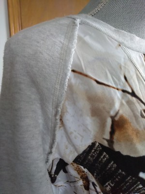 Sweat-shirt Femme Gris Col Rond - Marque Mossimo (Target) - Motif Arbre - Taille M - Occasion TB